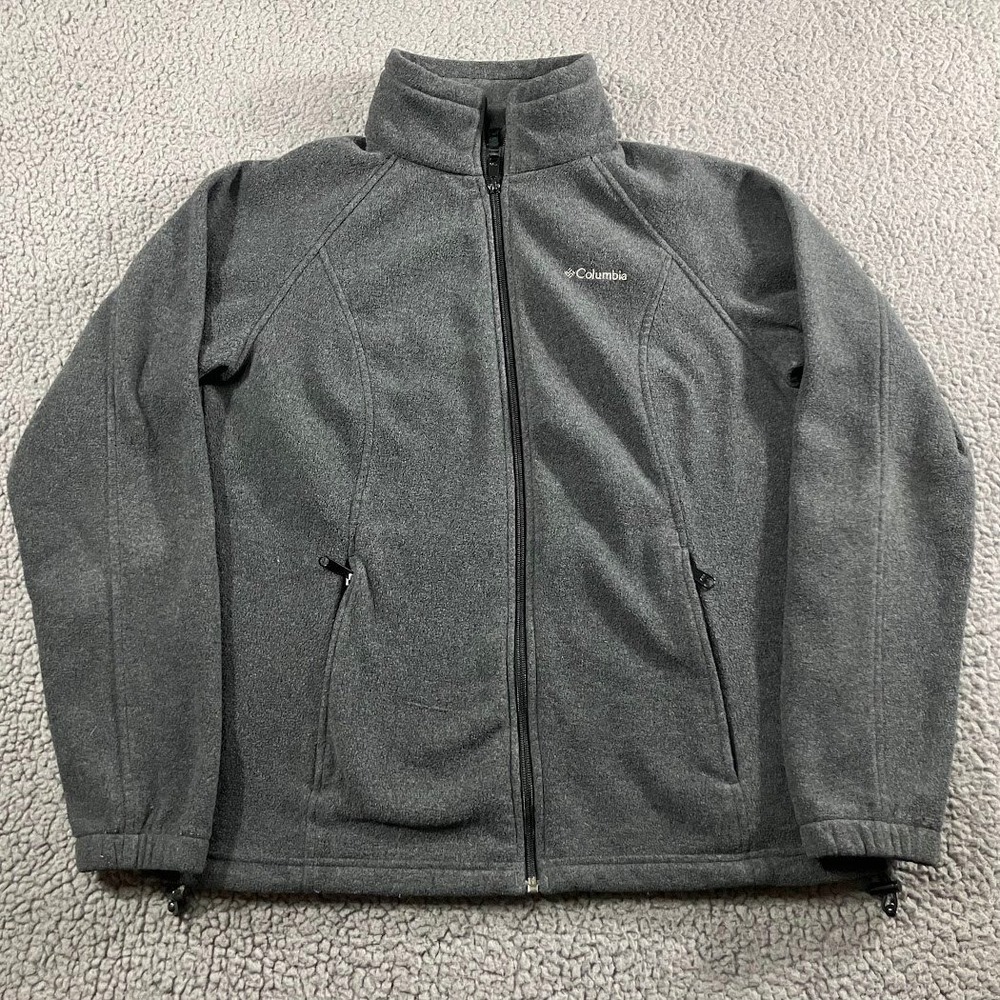 Columbia Womens Benton Springs Fleece Jacket Large Charcoal Heather Full Zip